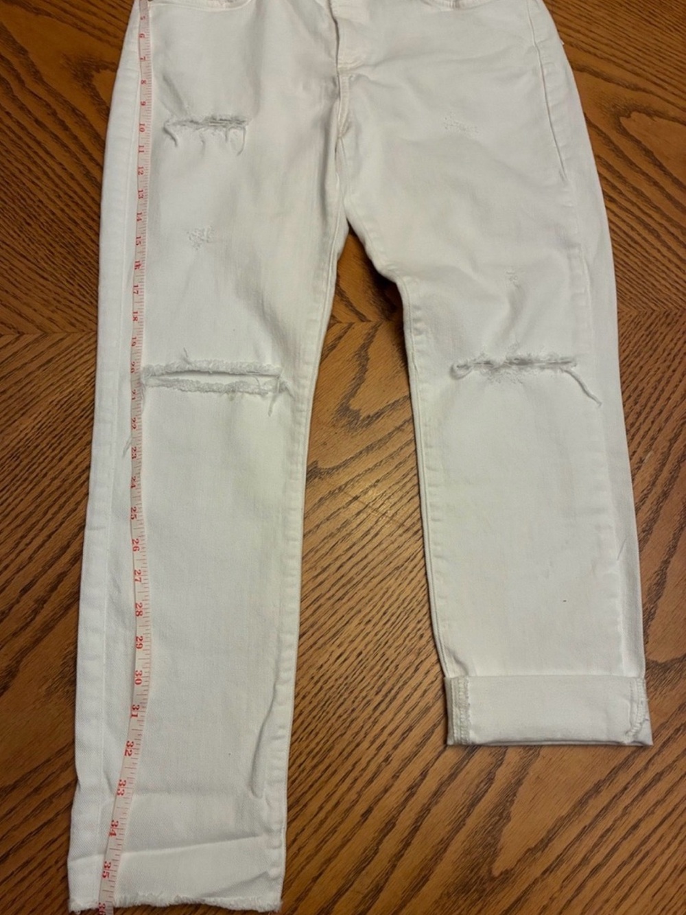 Agolde White High-Rise Denim Jeans, size 28, distressed